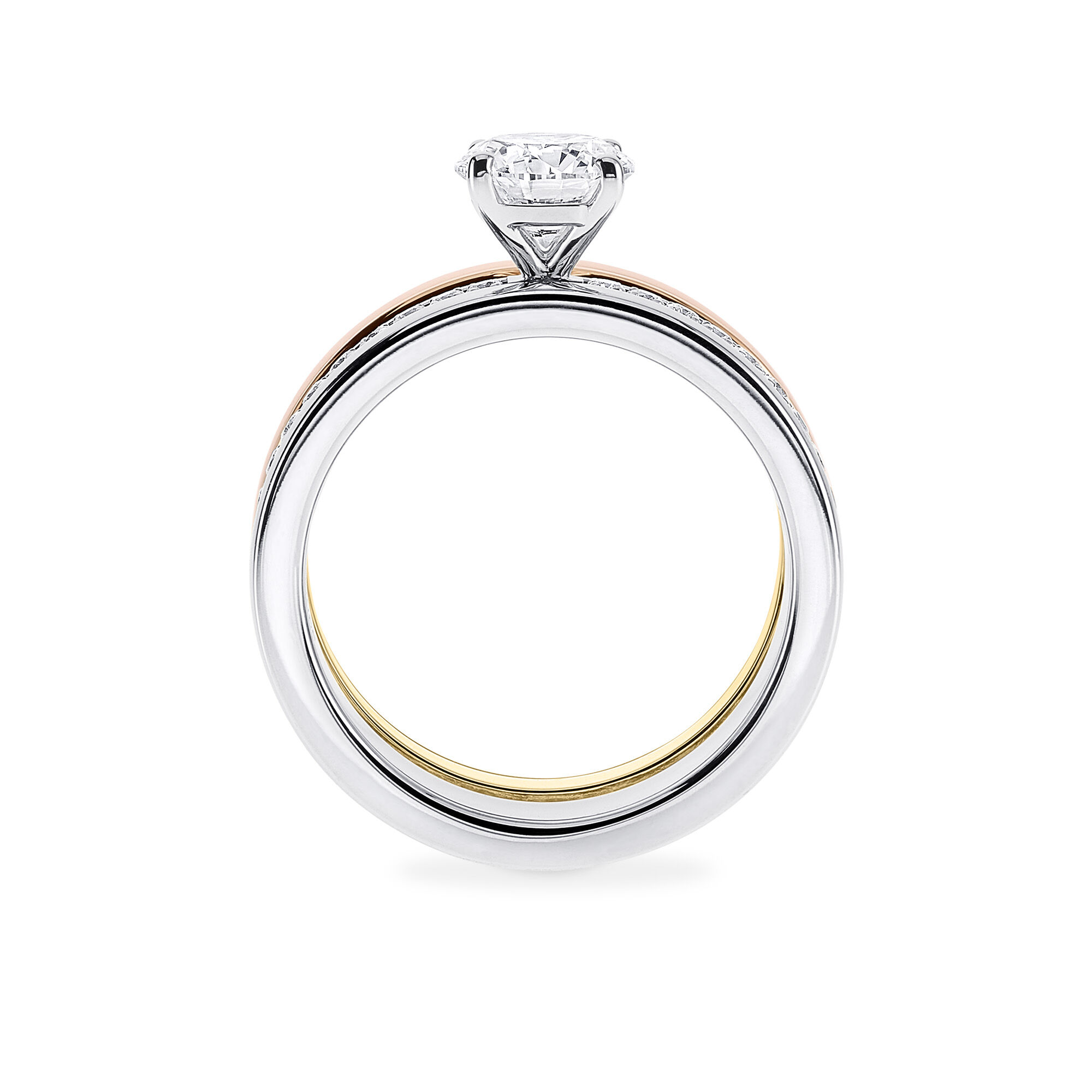 White Yellow and Rose Diamond Engagement Ring Birks